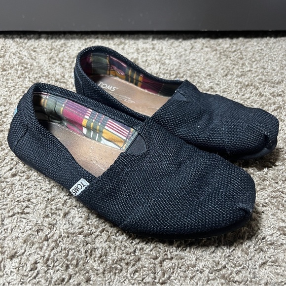 Toms Shoes - TOMS Alpargata Black Slip-On Shoes, Size 8